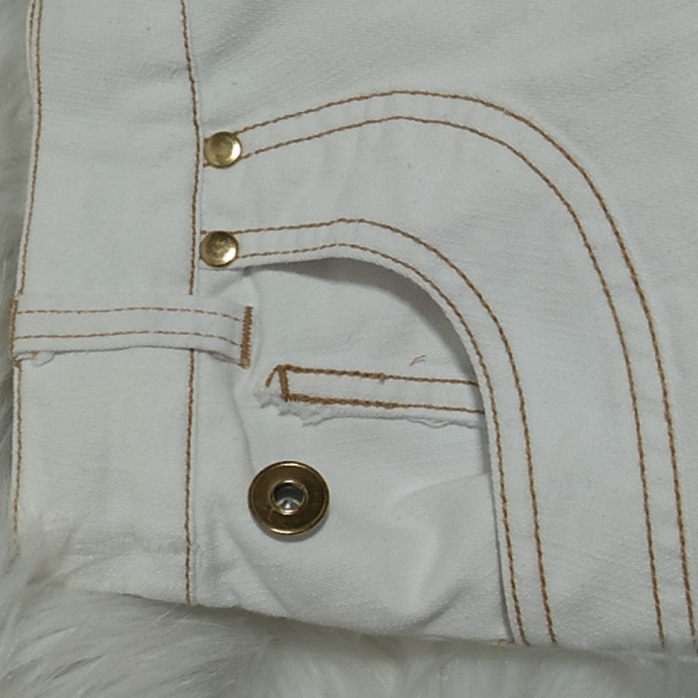 (X-61) SALE! White Jean Maxi Skirt Great Condition Factory Distressed Hem - Picture 9 of 10